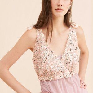 Free People Big Night Sequin Crop Top / Small